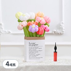 피앤비유니티 DIY꽃풍선선물 10p + 풍선펌프 + 종이봉투 세트, 07 데이지 + 튤립, 4세트