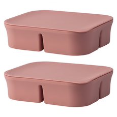 矽膠副食品分裝盒 4格 15x12x4cm 耐熱210度, 粉色, 400ml, 2個