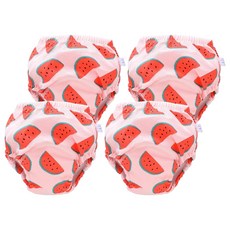 我家寶貝 6層紗寶寶學習褲, 腰腿鬆緊帶設計, 透氣吸水力強, L, 西瓜, 4件