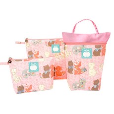 Coney Island 防水袋組 3入, 粉色 貓咪款