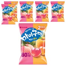 마이구미 복숭아과즙 그대로 백도황도, 6개, 66g