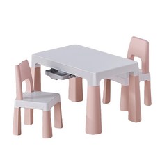 哩哩摳摳 LILIKOKO 可增高書桌椅組 一桌兩椅 粉色系兒童學習桌椅, 粉色, 1組