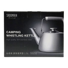 SADOMAIN 仙德曼 露營風琴壺 1.5L 304不鏽鋼, 黑色, 1個