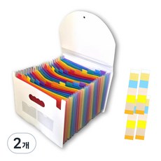 달하트 포켓 도큐먼트 24단 아코디언 파일, 화이트 + 무지개, 2개