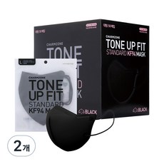 참존 톤업핏 스탠다드 황사방역용 KF94 마스크 대형, 블랙, 2개, 50개입