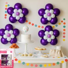 PARTYSHOW 3層花朵氣球, 紫色的, 4件