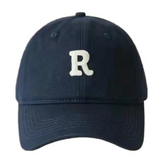 加大R字帽圍棒球帽 棉質彎檐帽, 藏青色, 帽圍(60~65cm) + 帽檐7.5cm + 寬20cm + 帽深13cm