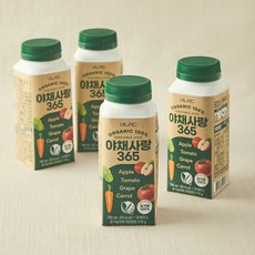 비락 유기가공식품 인증 야채사랑 365 주스, 190ml, 4개