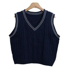 Lindashop Nazro V領寬鬆麻花針織背心 cpvt1245k47