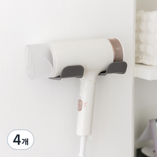 리빙공감 노턴 무타공 헤어드라이기 거치대, 그레이, 4개