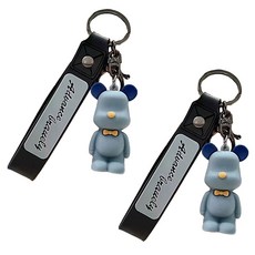 Allwaily 小熊字母情侶鑰匙圈 TSP1544, 藍色, 2個