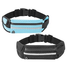 HINBA 跑步腰帶 超薄超輕量馬拉松腰包 2款, 1套, 黑色 + 藍色