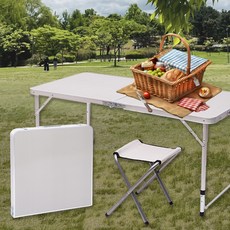 RO&HOUSE 戶外摺疊桌 1200 + 椅子 4件組, 白色