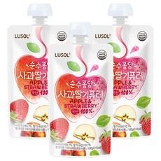 LUSOL 水果泥, 100g, 3包, 蘋果草莓口味