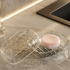 波浪紋肥皂盒, 透明, 1個