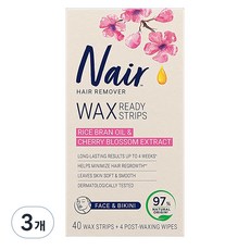 네어 민감성 왁스스트립 40p + 피니싱티슈 4p 모든부위용, 4ml, 30g, 3개