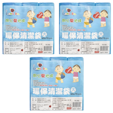 LIANG HO 良和 環保清潔袋(大) 65x75cm 33L 藍色 17張入, 3袋