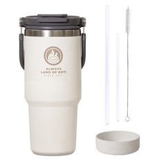 ROTICAMP Lotum 大容量握把不鏽鋼保溫保冷吸管隨行杯, 750ml, 1個, 象牙白