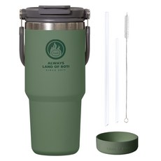 ROTICAMP Lotum 大容量握把不鏽鋼吸管保溫保冷隨行杯, 1.2L, 1個, 森林綠