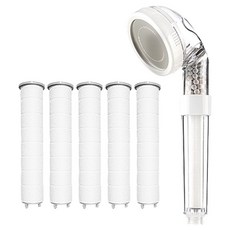 레베랑스 4단 정수필터 샤워기 + 필터 5p 세트, 1세트, 화이트