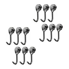 LIVING PHILO 180度旋轉式釹磁鐵掛鉤 16 x 43 mm, 黑色, 12個