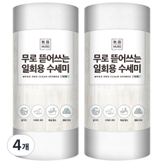 무로 뜯어쓰는 일회용 수세미 롤형, 화이트, 61개입, 4개