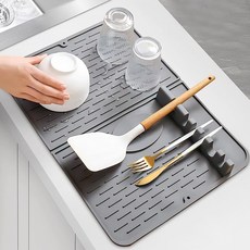 지안리빙 주방 실리콘 드라잉 매트 식기 건조 패드, 그레이, 1개, 1단
