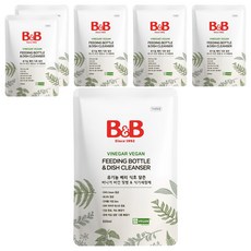B&B Vinegar Vegan 奶瓶與餐具清潔劑 補充包, 6個, 500ml