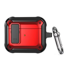 Fortitude 雙色夾扣 AirPods 3代 保護殼 + 登山扣套組, 紅黑色, 單一商品, 1個