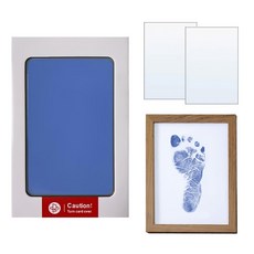 不髒手寵物嬰兒手印足跡印台 附紙卡2張 + 相框, 藍色, 1組