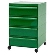 中古堆疊移動收納櫃 4層, 綠色, 1個