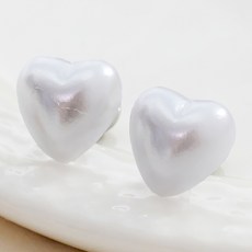 노이드비 여성용 써지컬스틸 하트 아크릴 진주 피어싱 귀걸이 8mm 2p