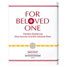 FOR BELOVED ONE 寵愛之名 台灣公司貨 白 無瑕 乙基維他命C生物纖維面膜, 3片, 1盒