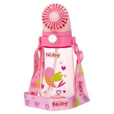 Nuby 風扇涼涼晶透杯 背帶配件組, 粉色, 560ml, 1個