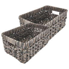 米禾 仿蒲草 收納籃 L 可可色 - 居家收納好幫手 輕鬆整理居家空間, L(42 x 31 x 21cm), 2個