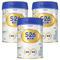 Wyeth 惠氏 S-26 敏兒樂嬰兒配方 新升級 1號, 800g, 3罐