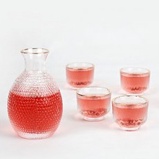 MASI FIRENZE 金邊葫蘆酒杯5入組, 1套, 酒瓶 + 酒杯 4入