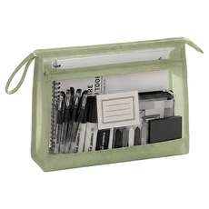 쿠말 메쉬 지퍼 파일 케이스 보조가방, 아보카도 그린, 1개