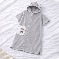 Starbean 兔子口袋彩色連帽浴袍, 灰色, 1個