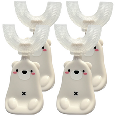 나와아기 유아용 U자형 실리콘 칫솔, 그레이 곰, 1개입, 4개