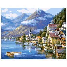 ARTLIFE 數字油畫DIY DT113 湖畔山城, 單一顏色