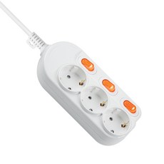 Daehan E Light W-light 獨立開關延長線 3孔 DHM-SG3C, 1個, 1.5m, 白色