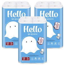Hello Tissue Clean Nature 天然紙漿 3層 高級捲筒衛生紙, 3個, 27m, 12入
