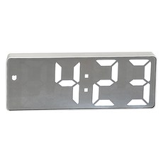 沐慕家居 極簡LED電子時鐘鬧鐘 高低亮度 靜音按鈕, 白色