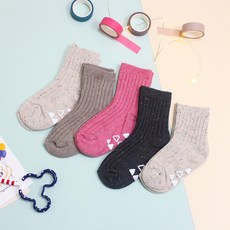 DRESSHOUSE 孩童防滑羅紋短襪 5雙