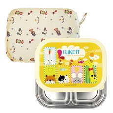 動物印花不鏽鋼密封餐盤組, 象牙白, 1組