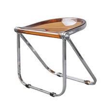 KUIBAO 快豹生活 中古MCM透明折疊凳, 1個, 透明茶色 + 銀色匡