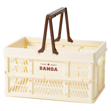 esopoom 摺疊收納提籃, 簡易組裝 摺疊只要3秒, 可堆疊使用, 最大可承重量達10kg, 象牙白, M, 1個