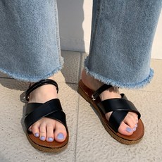 Rable X字兩穿繫帶涼鞋, 黑色, 235