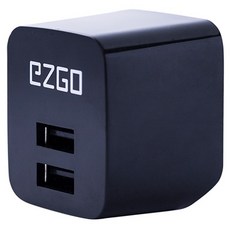 EZGO 2.4A 雙輸出USB電源供應器 100~240V國際電壓 摺疊插角, 黑色, 1個
